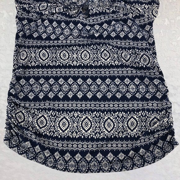 Agenda Dark Blue and White Cold Shoulder Scoop Neck Top Size S - Picture 8 of 12